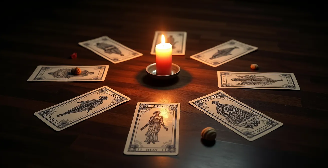 Disposición circular de los arcanos mayores del tarot que simbolizan un ciclo creativo