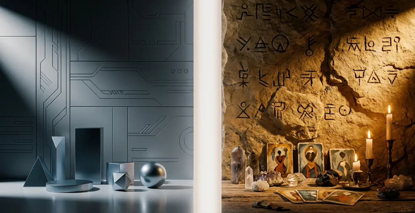 Comparación visual entre plataforma digital y consulta personal esotérica