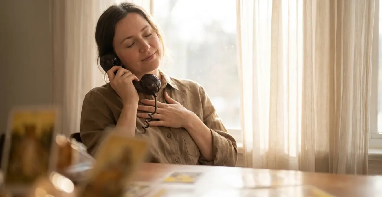 Consulta profesional de tarot telefónico mostrando la conexión emocional a través de la voz