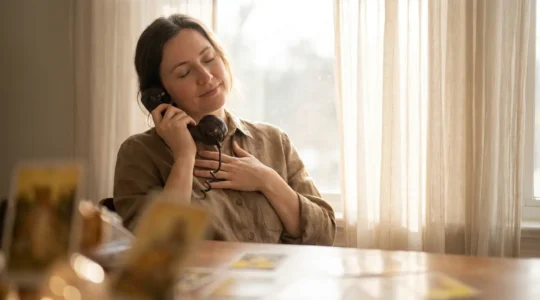 Consulta profesional de tarot telefónico mostrando la conexión emocional a través de la voz