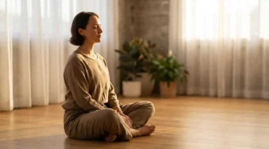 Persona meditando en paz interior buscando reconexión espiritual