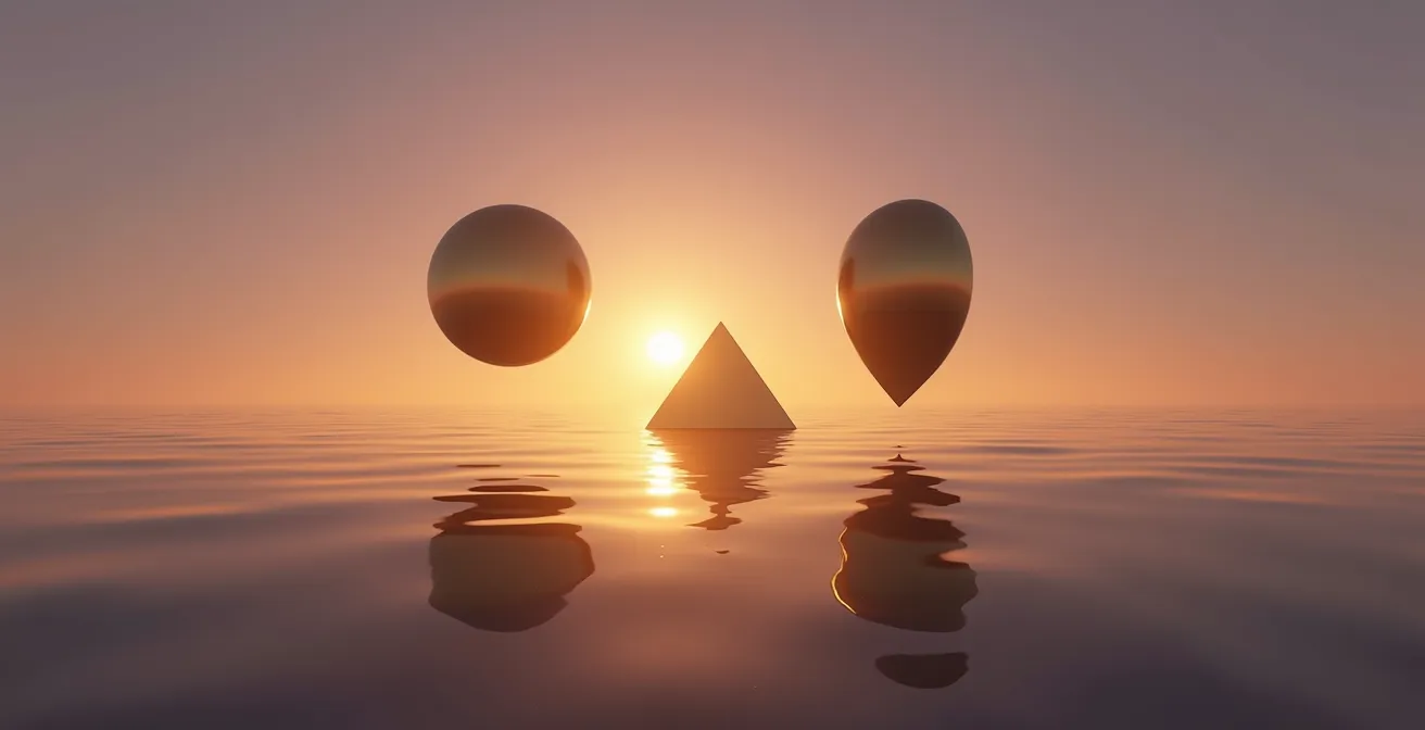 Triángulo dorado con símbolos astrológicos del Sol, Luna y Ascendente